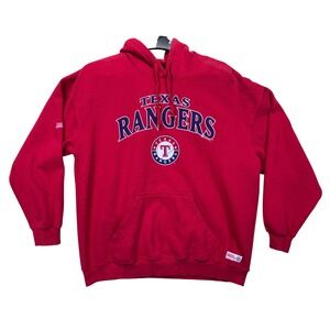 Stitches Texas Rangers MLB Hoodie Red Pullover Sweatshirt Mens Large